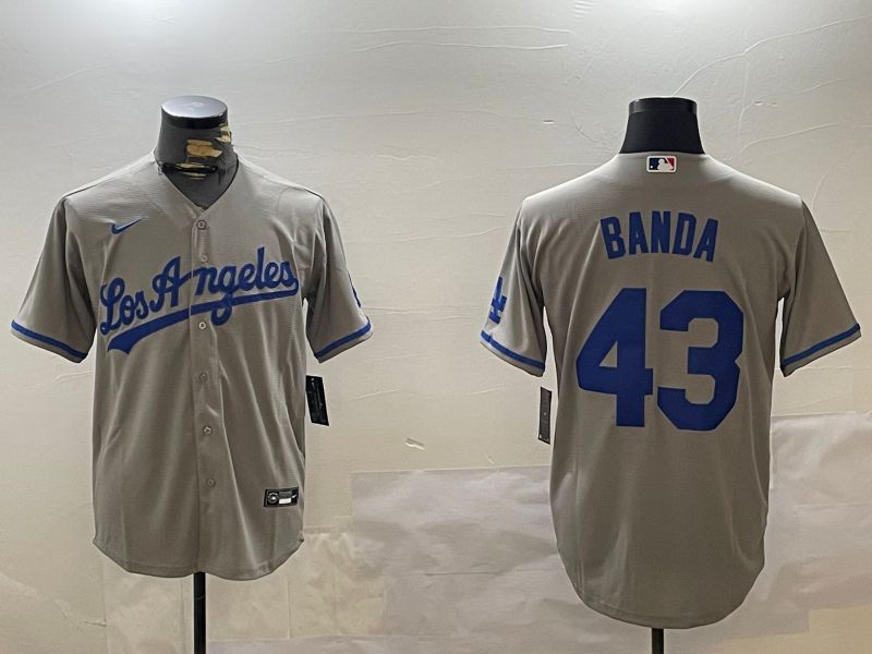 Men Los Angeles Dodgers 43 Banda Grey Game 2024 Nike MLB Jersey style 1209